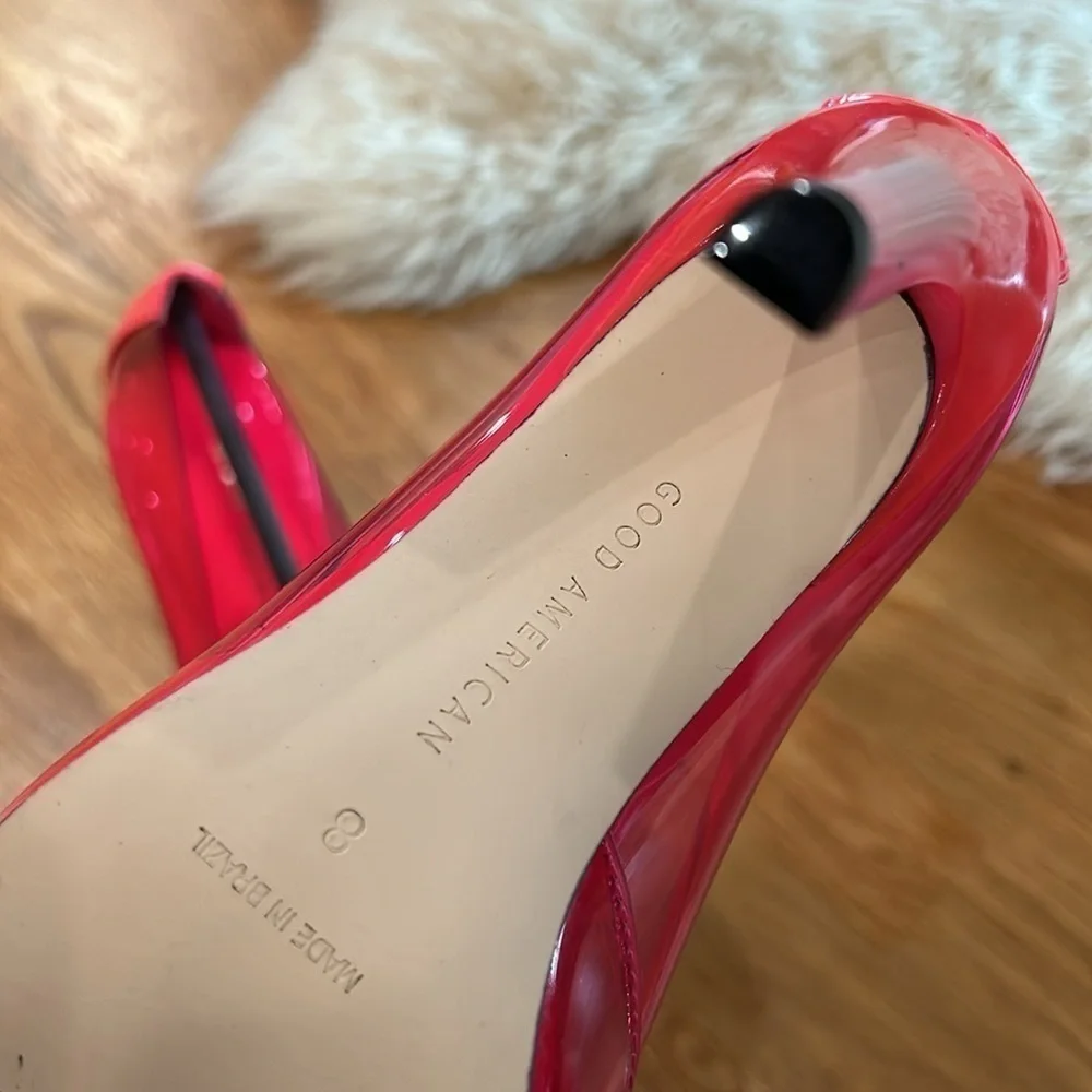 Good American Cinderella crystal pump hot pink stiletto heels size 8 new in box